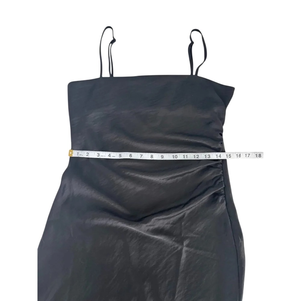 House of Harlow 1960 Black Satin Ruched Maxi Slip Dress M Formal HOCO Wedding - Picture 7 of 10